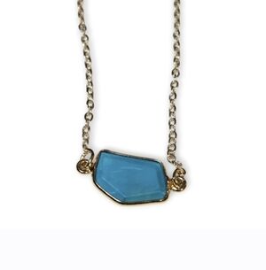 Blue Stone Pendant 16k Gold Plated Necklace